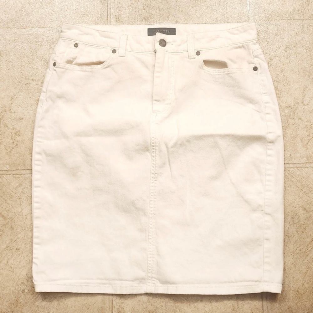 Talbots White Denim Jean Skirt Size 6